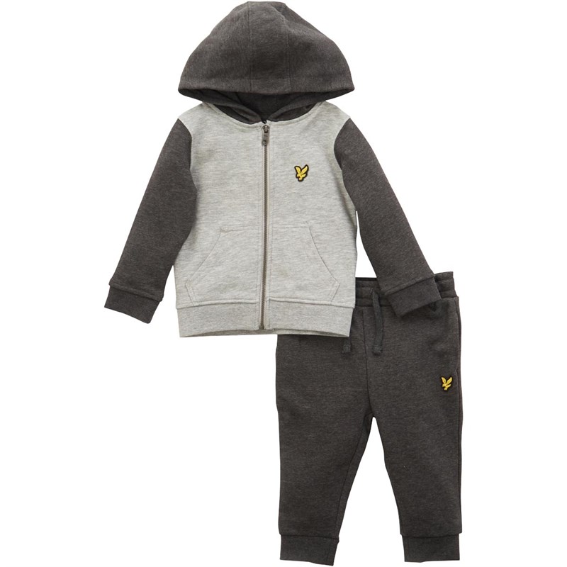 Buy Lyle And Scott Baby Boys Colour Block Zip Tracksuit Charcoal Grey Marl