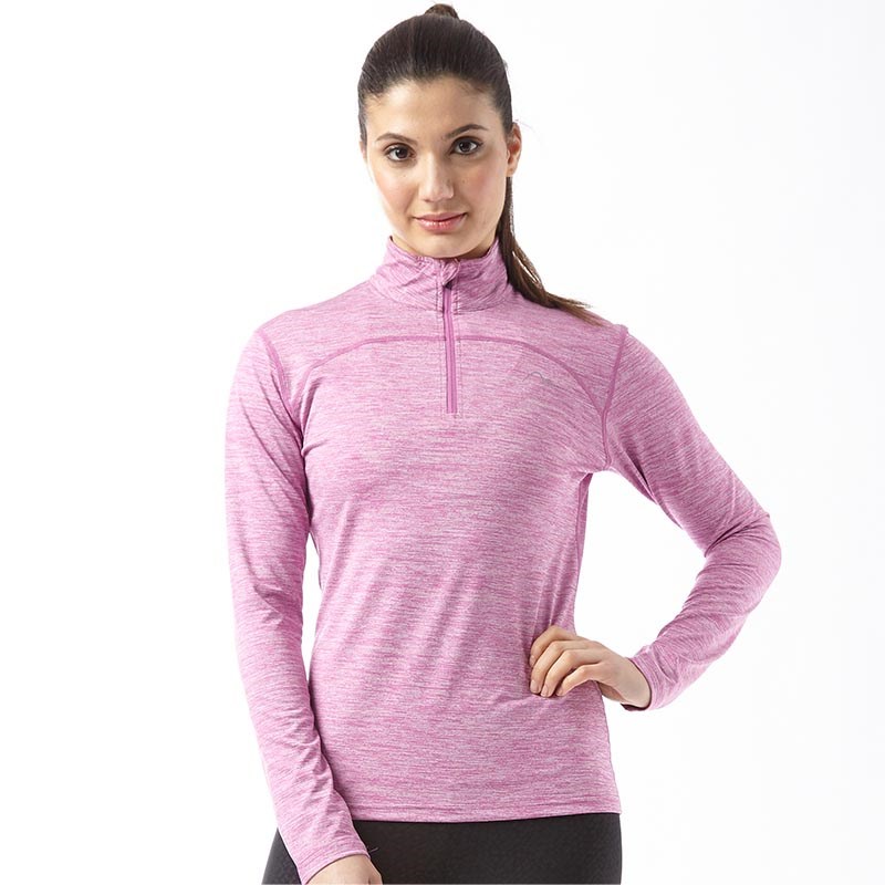 Buy More Mile Womens Heathered 1/4 Zip Running Top Pink