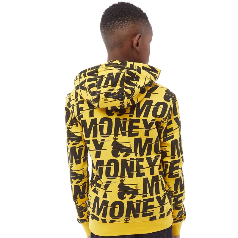 Buy Money Junior Boys Black Label Speed Graphic Hoodie Yellow