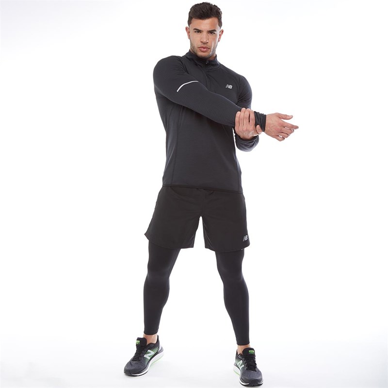 Buy New Balance Mens Heat Thermal Reflective 1/2 Zip Running Top Black