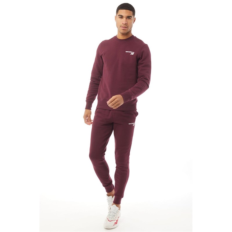 Buy New Balance Mens Fleece Crew Sweat Burgundy