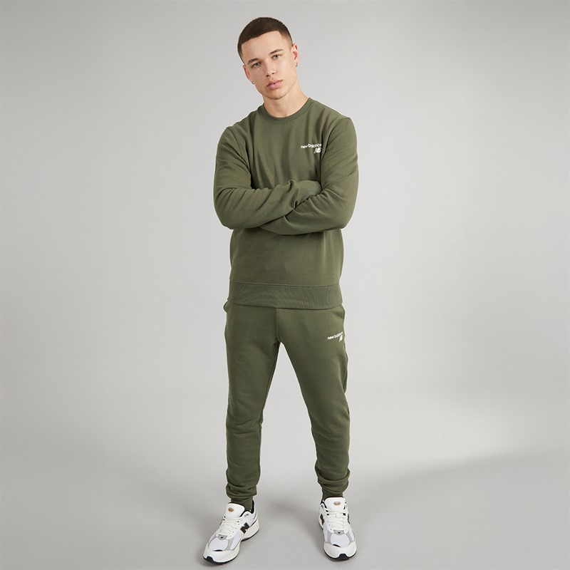 Buy New Balance Mens Fleece Crew Sweat Army Green