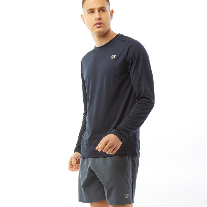 Buy New Balance Mens Long Sleeve Running Top Eclipse Navy