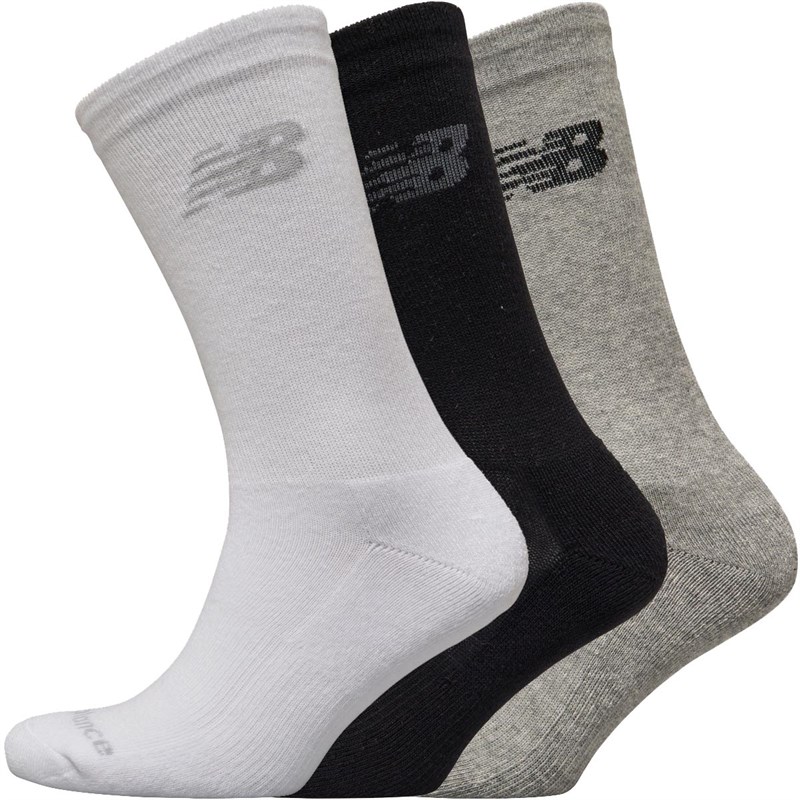 Buy New Balance Three Pack Cushioned Crew Socks Black/Grey/White