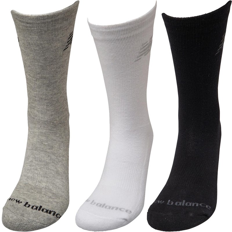 Buy New Balance Three Pack Cushioned Crew Socks Black/Grey/White