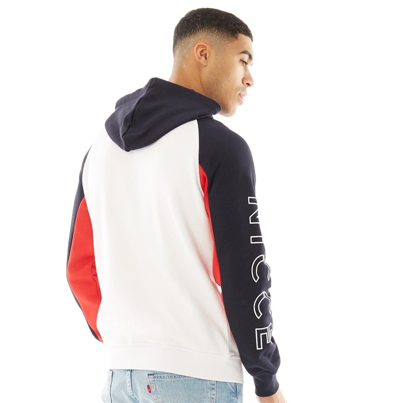 Buy NICCE Mens Stockton Zip Thru Hoodie White/Deep Navy