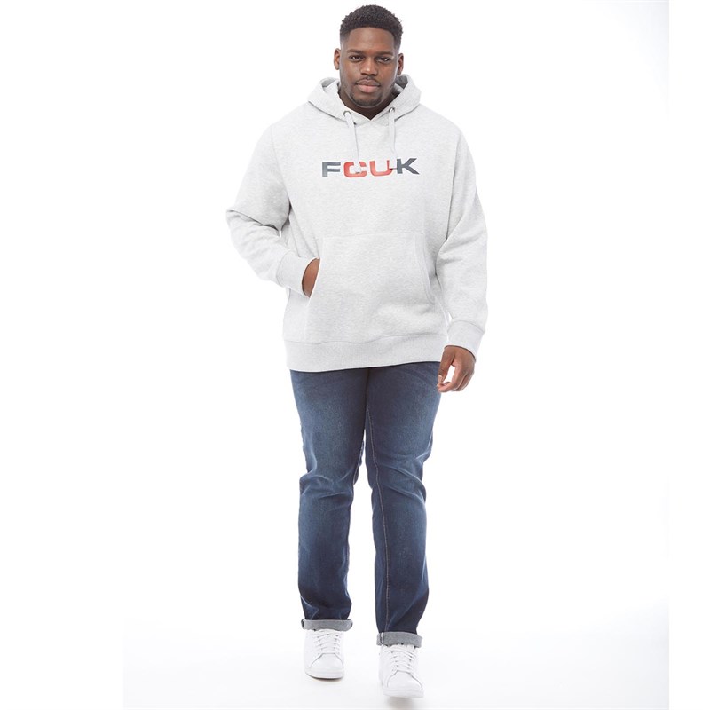 Buy French Connection Mens Plus Size FCUK Hoodie Light Grey Melange