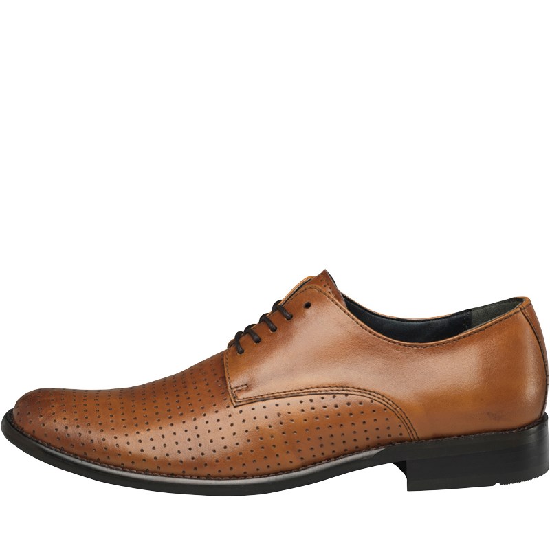 Buy Onfire Mens Leather Perforated Derby Shoes Tan