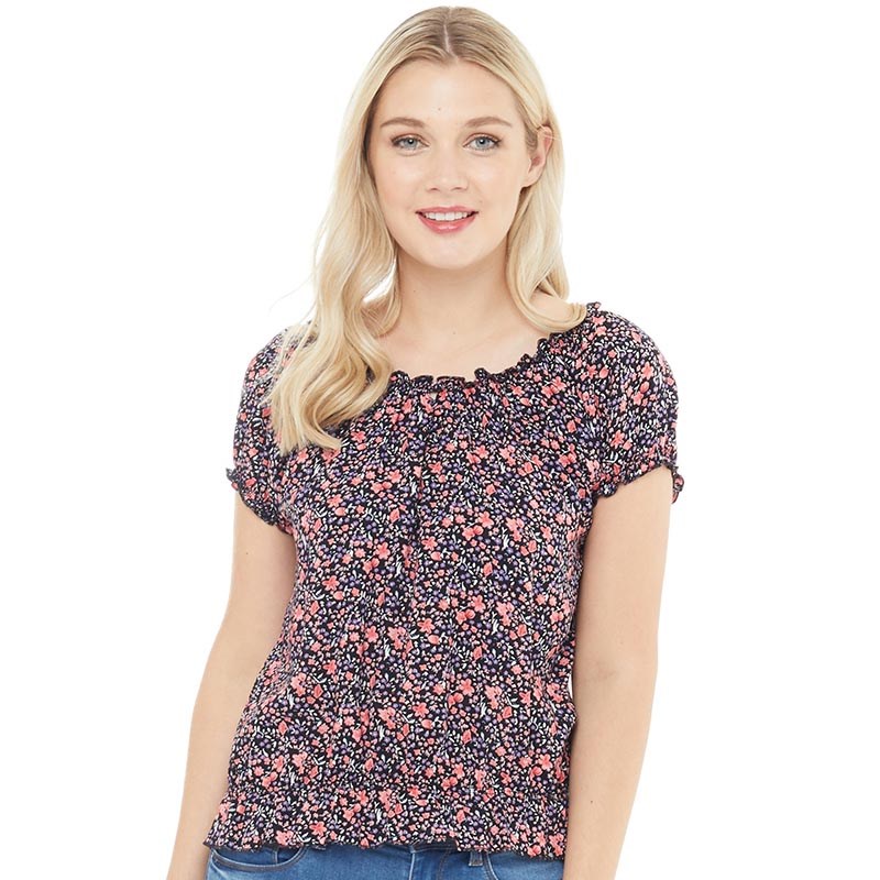 Buy Onfire Womens Short Sleeve Printed Top Navy Multi