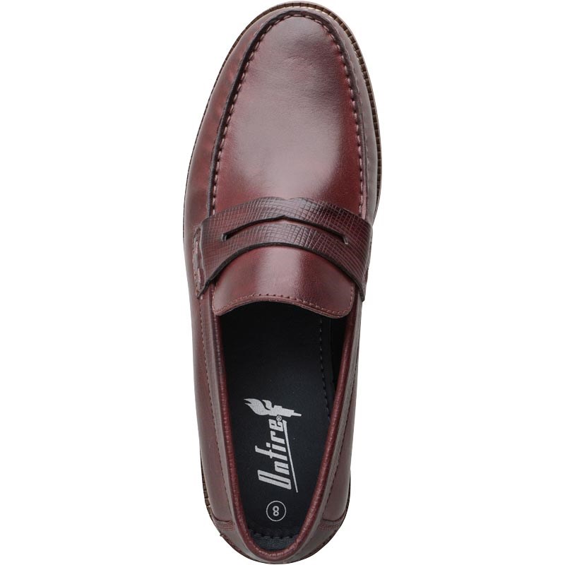 Buy Onfire Mens Leather Loafer Shoes Burgundy