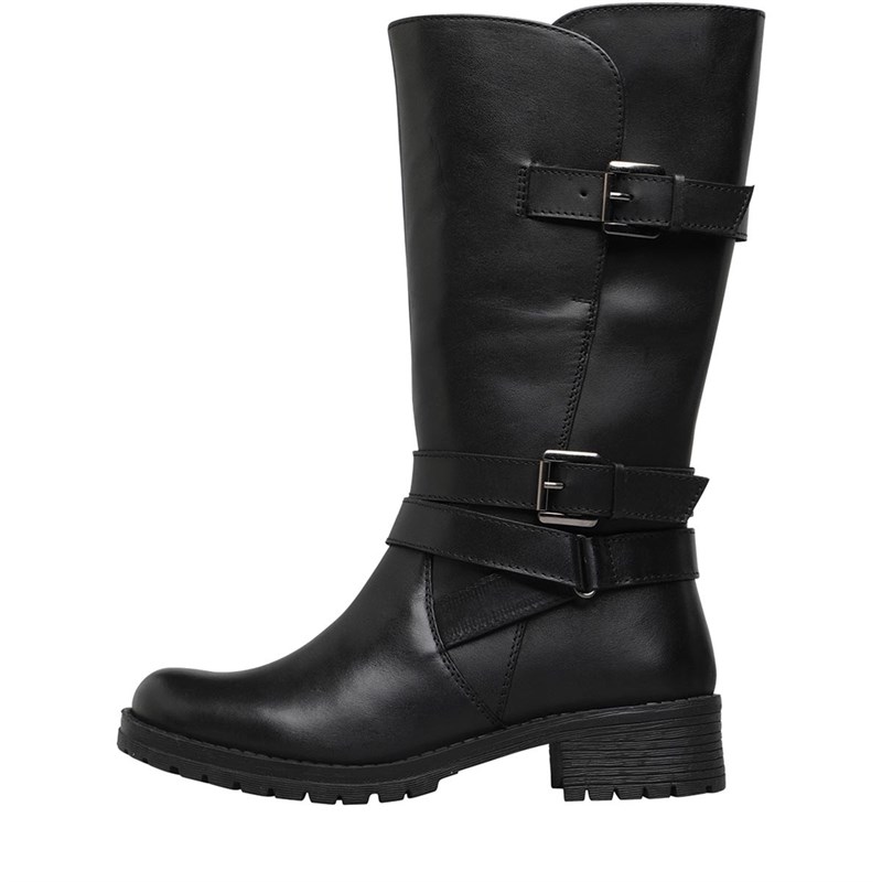 Buy Onfire Womens Leather Mid Strap Boots Black