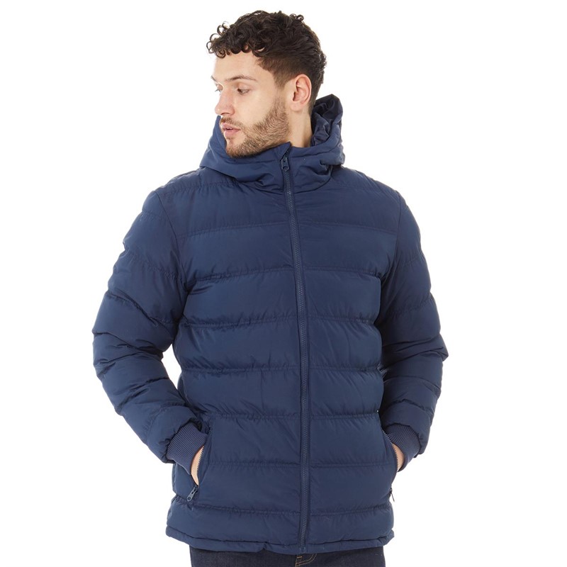 Buy Onfire Mens Hooded Puffer Jacket Navy
