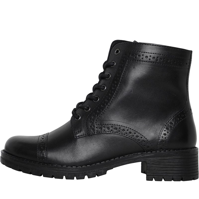 Buy Onfire Womens Leather Lace Up Brogue Boots Black