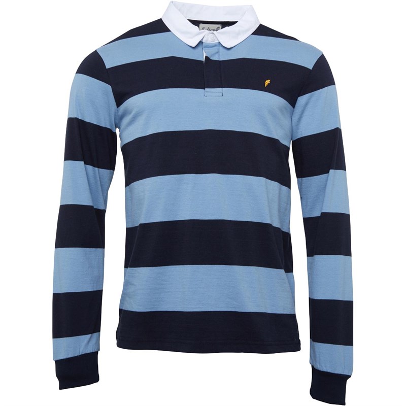 Buy Onfire Mens Striped Rugby Shirt Navy/Blue