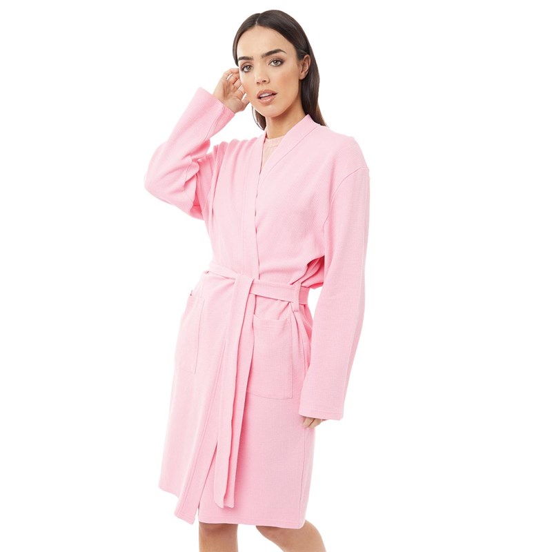 Buy Onfire Womens Cotton Waffle Robe Dusky Pink
