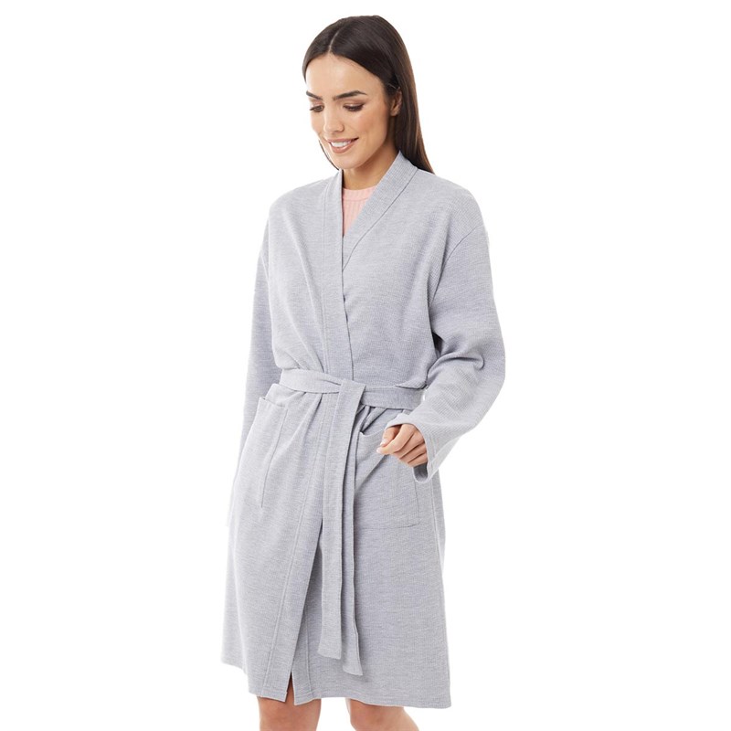 Buy Onfire Womens Cotton Waffle Robe Grey