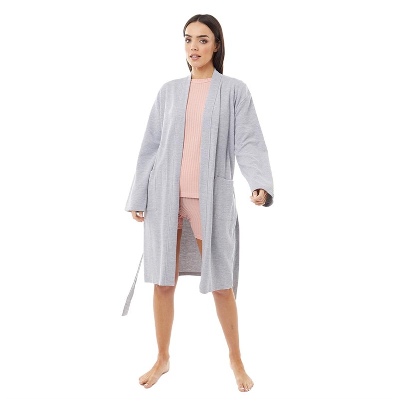 Buy Onfire Womens Cotton Waffle Robe Grey