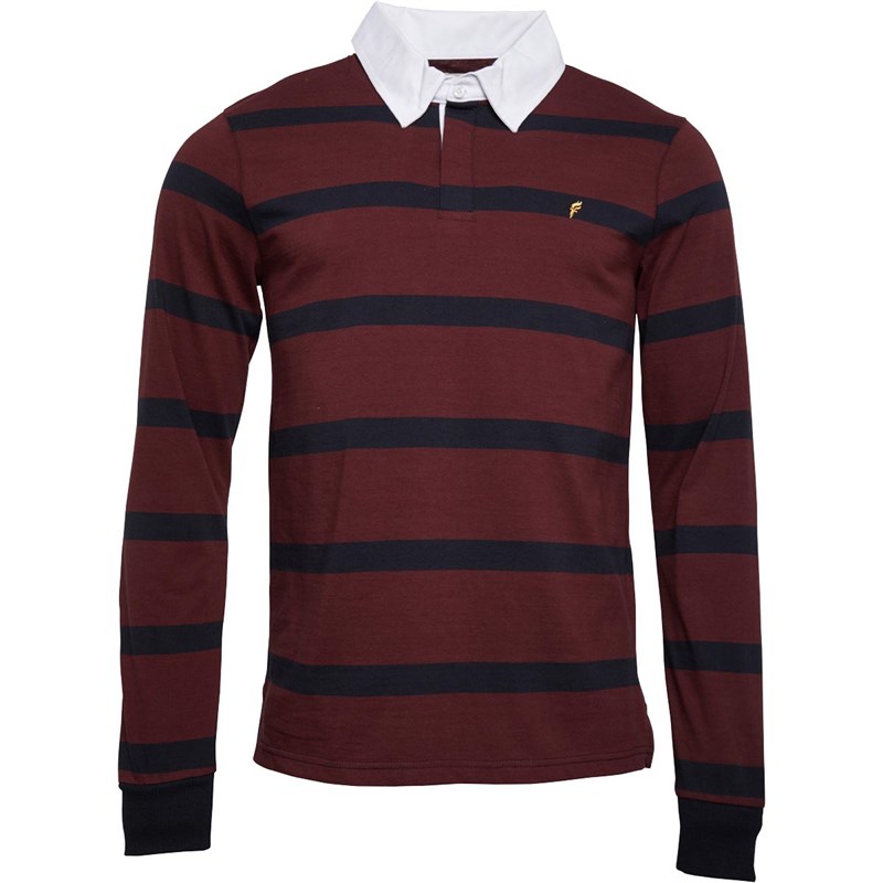 Buy Onfire Mens Striped Rugby Shirt Navy/Burgundy