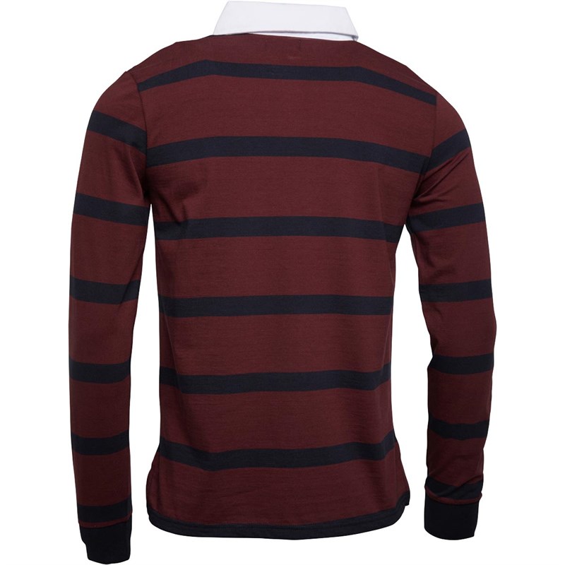 Buy Onfire Mens Striped Rugby Shirt Navy/Burgundy