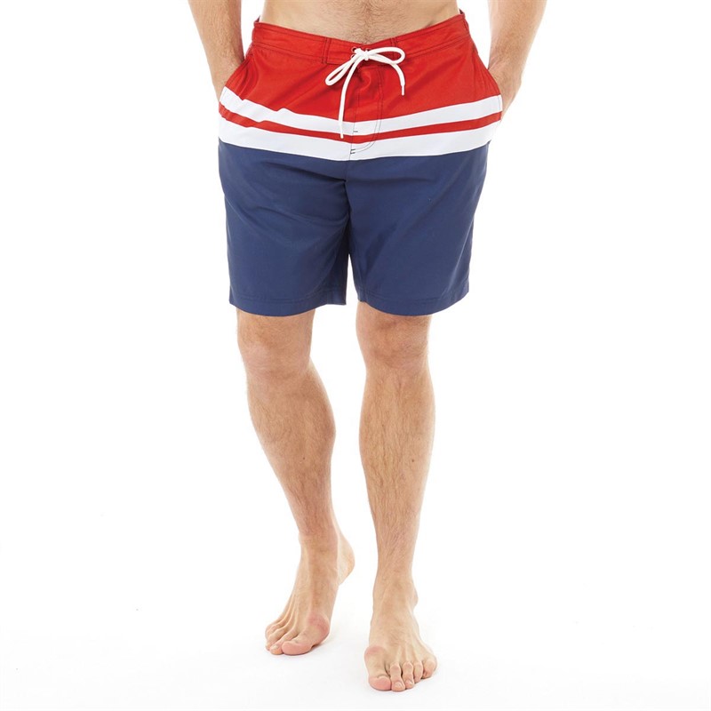 Buy Onfire Mens Mid Length Swim Shorts Navy/Red/White