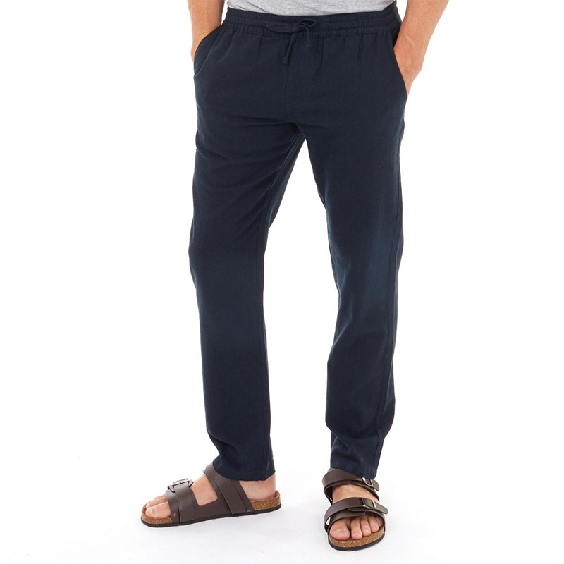 Buy Onfire Mens Linen Mix Trousers Navy