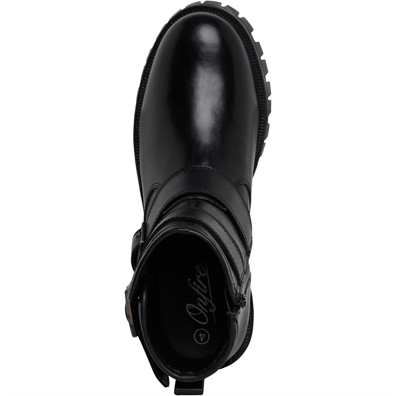 Buy Onfire Womens Leather Short Biker Boots Black