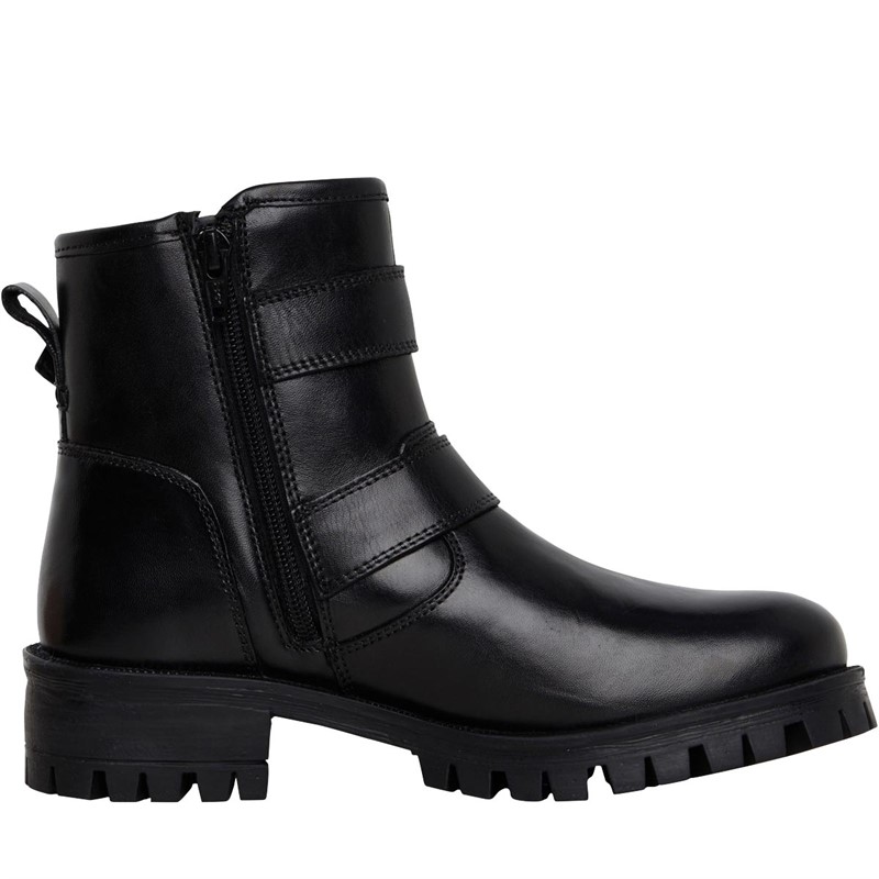 Buy Onfire Womens Leather Short Biker Boots Black