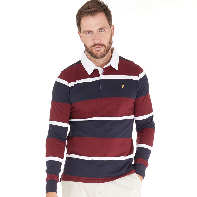 Buy Onfire Mens Rugby Shirt Navy/Burg/White