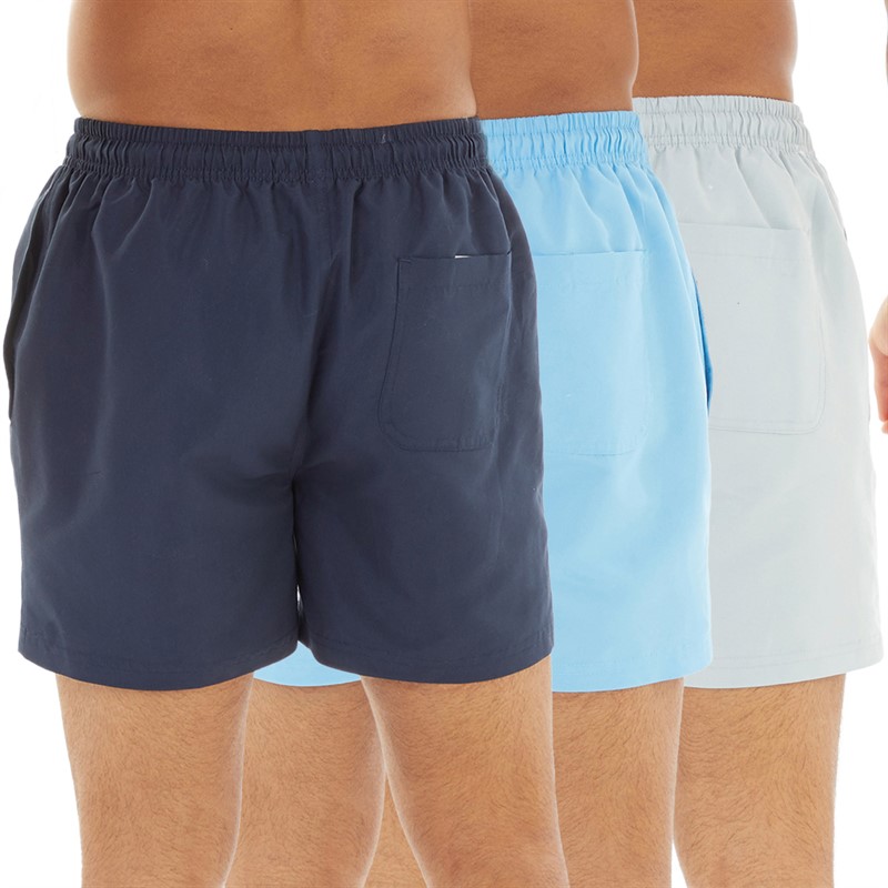 Buy Onfire Mens Three Pack Plain Swim Shorts Navy/Aqua/Light Grey