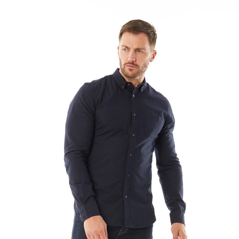 Buy Onfire Mens Button Down Collar Long Sleeve Oxford Shirt Navy