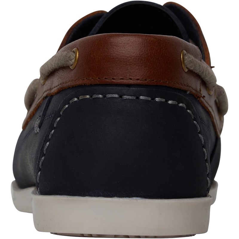 Buy Onfire Mens Leather Boat Shoes Navy/Tan