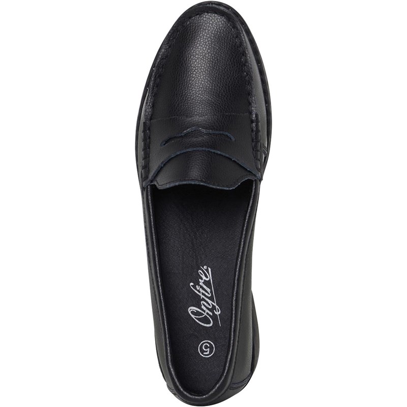 Buy Onfire Womens Leather Penny Loafers Black