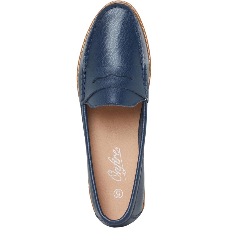 Buy Onfire Womens Leather Penny Loafers Navy