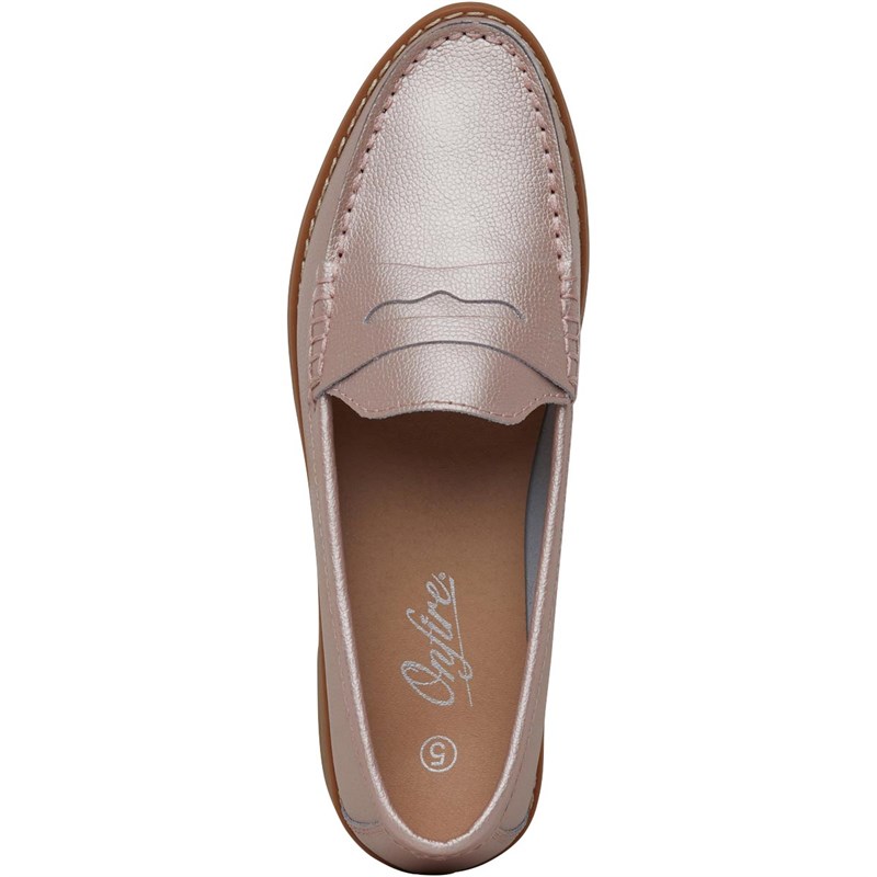 Buy Onfire Womens Leather Penny Loafers Pearlised Pink