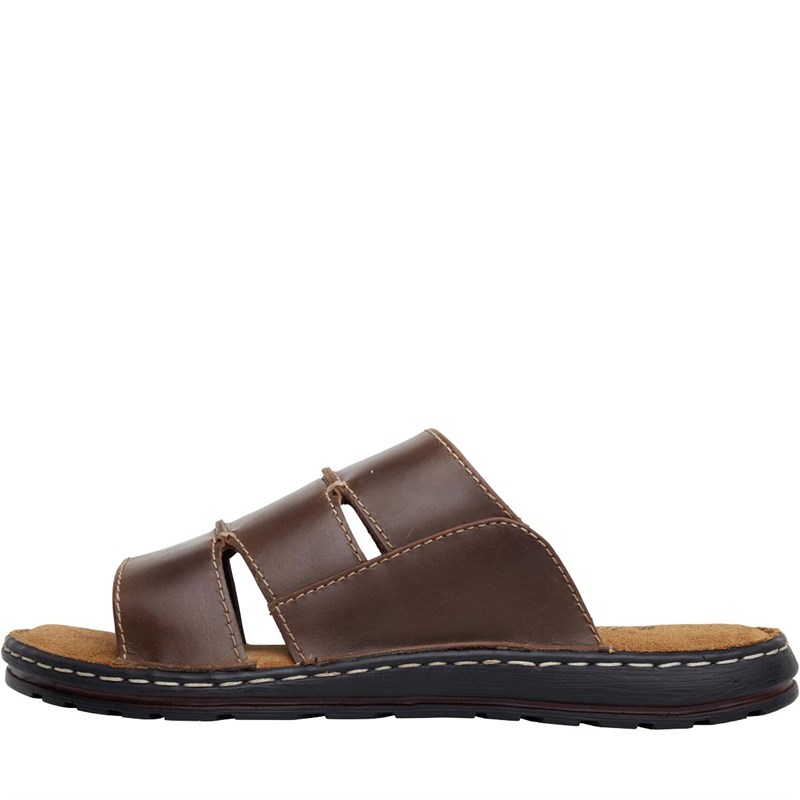 Buy Onfire Mens Leather Mules Brown