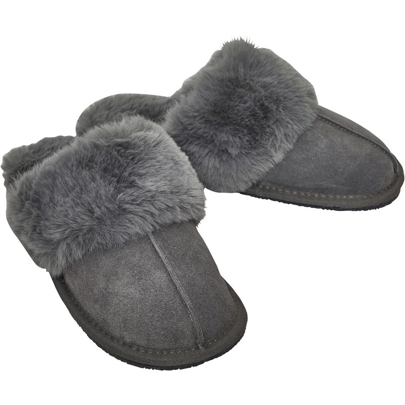 Buy Onfire Womens Suede Mule Slippers Grey