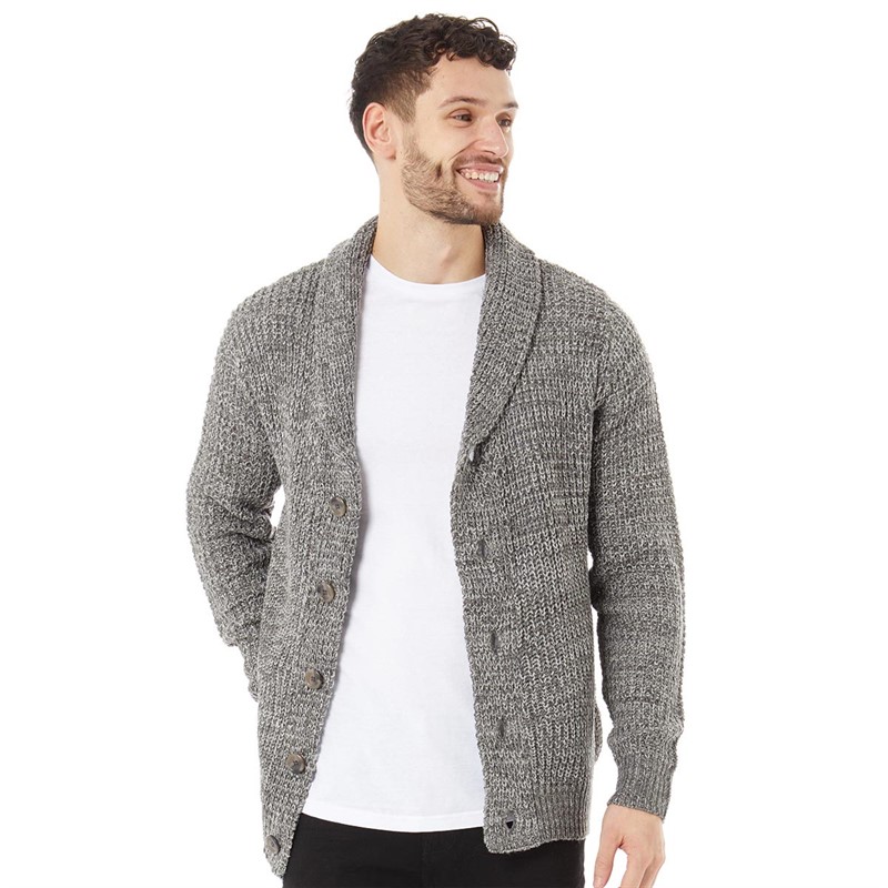 Buy Onfire Mens Shawl Collar Cardigan Grey Twist