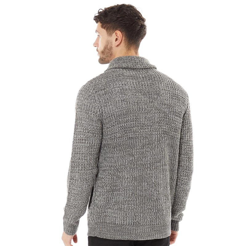 Buy Onfire Mens Shawl Collar Cardigan Grey Twist