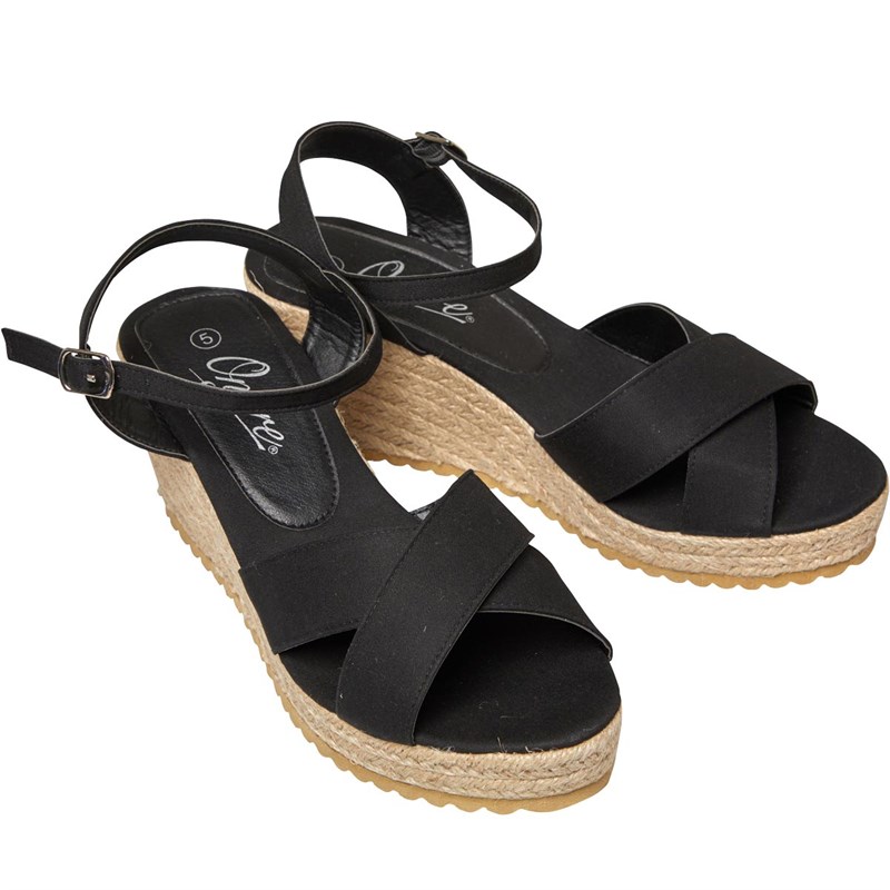 Buy Onfire Womens Espadrille Wedge Sandals Black