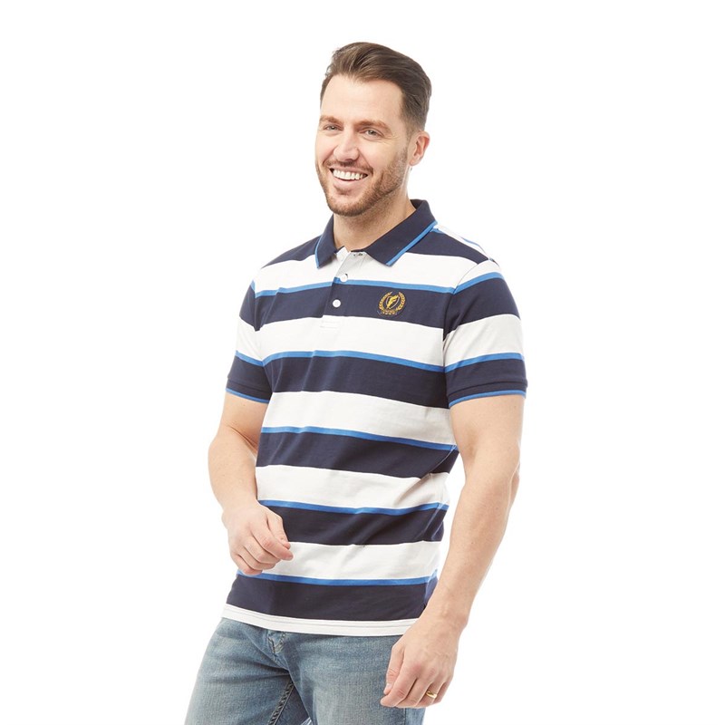 Buy Onfire Mens Yarn Dyed Rugby Stripe Polo Shirt Navy/White
