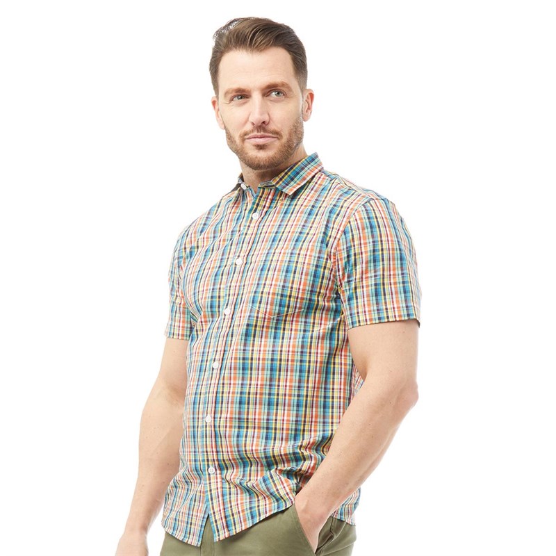 Buy Onfire Mens Cotton Yarn Dyed Check Short Sleeve Shirt Multi