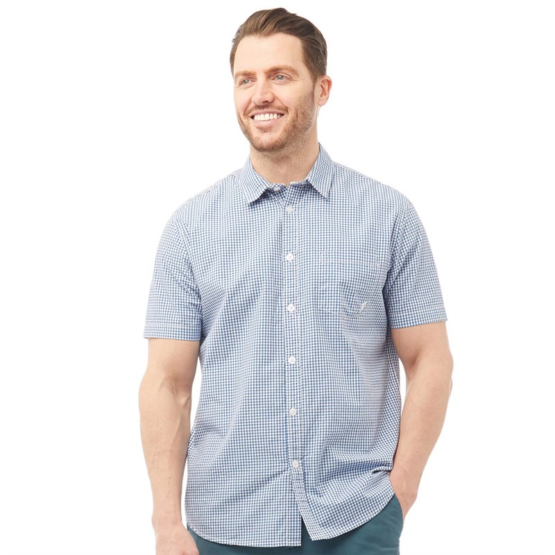 Buy Onfire Mens Cotton Yarn Dyed Checked Short Sleeve Shirt Blue/White