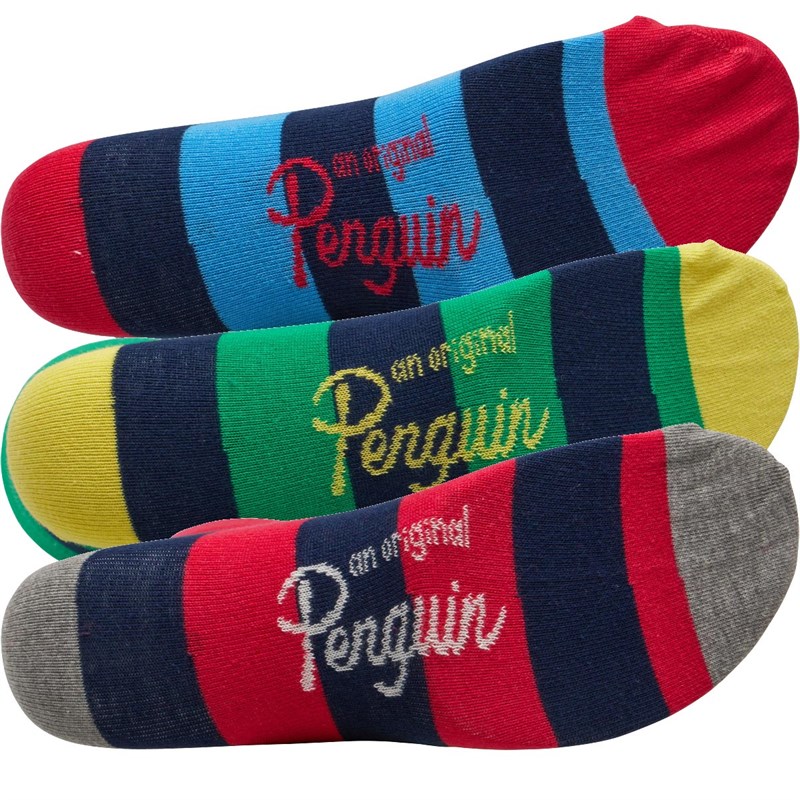 Buy Original Penguin Mens Three Pack Design Rugby Stripe Socks Blue