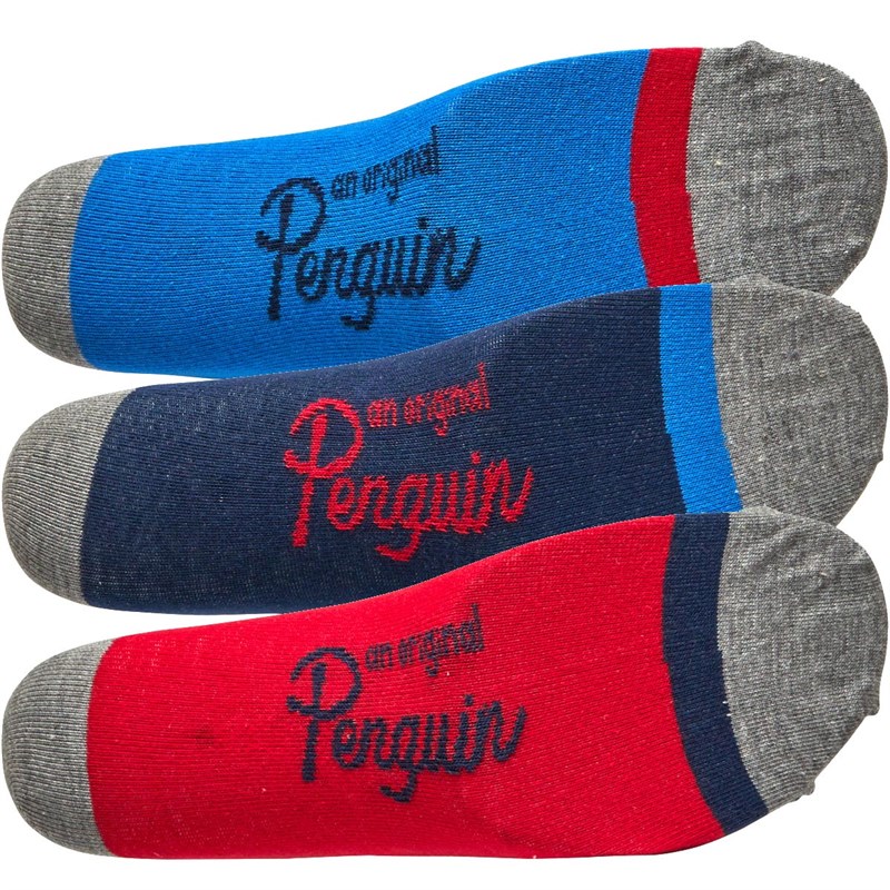 Buy Original Penguin Mens Rugby Stripe Three Pack Socks Grey Marl/Blue