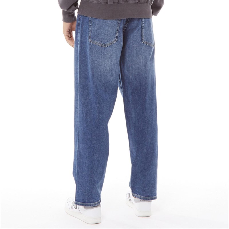 Buy ADPT Mens Dallas Wide Fit Jeans Medium Blue Denim