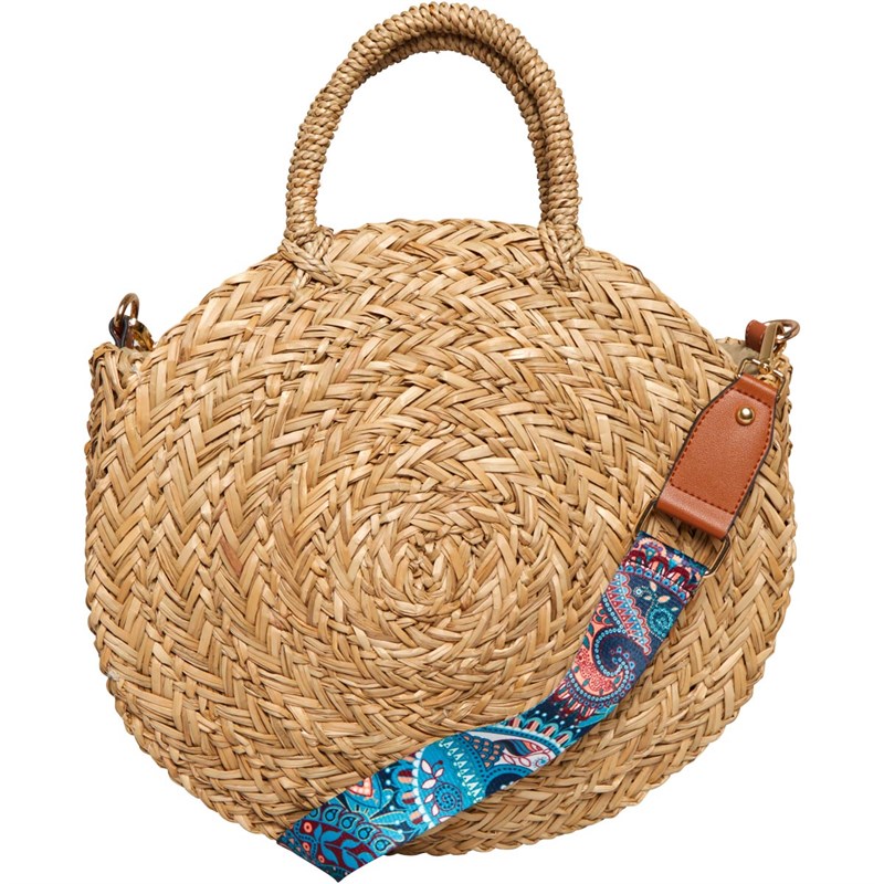 Buy South Beach Womens Round Straw Crossbody Bag Natural/Multi