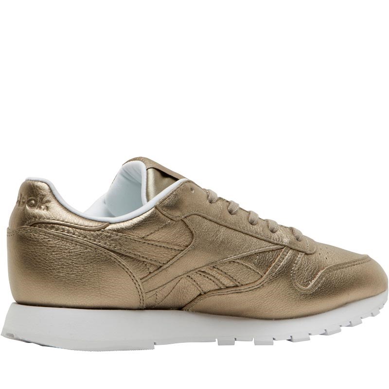 Buy Reebok Classics Womens Leather Melted Metals Trainers Pearl Metallic Grey Gold/White