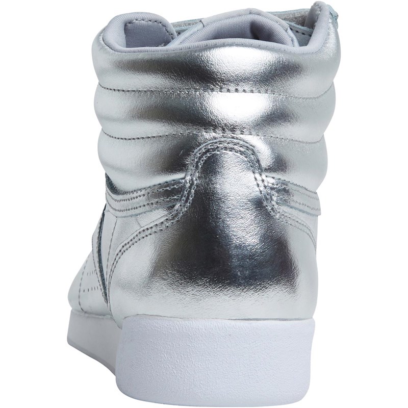 Buy Reebok Classics Womens Freestyle Hi Metallic Trainers Silver