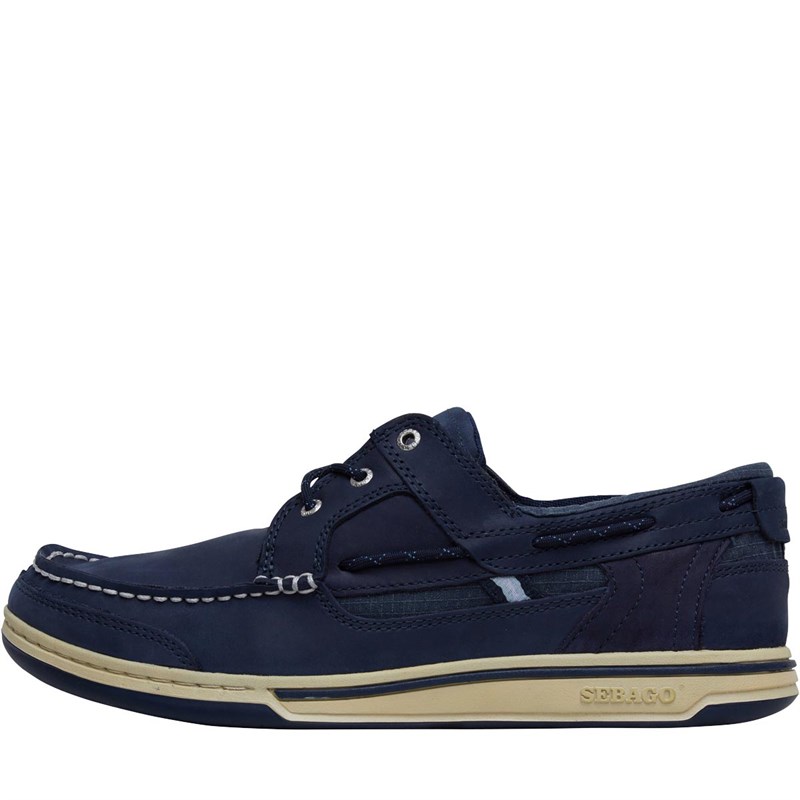 Buy Sebago Mens Triton FGL Boat Shoes Blue Navy