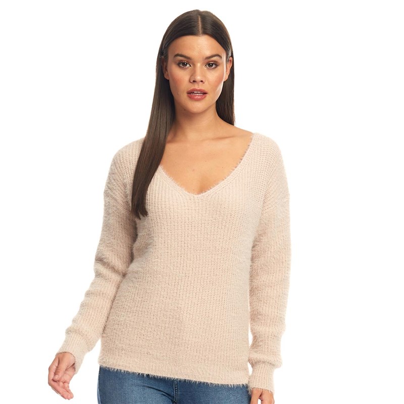 Buy SUNSHINE SOUL Womens VNeck Fluffy Jumper Pink